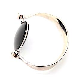 Georg Jensen Copenhagen, Vintage 1960. Signed, Numbered Sterling Silver Bracelet with Large Black Onyx Stone.