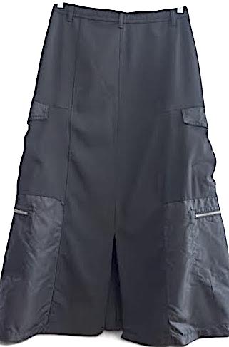 Marithe + Francois Girbaud PARIS. Black Cargo-Style Maxi Skirt