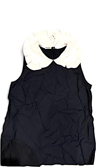 Miu Miu. Italy. Midnite Blue w/Ruffle Collar Blouse