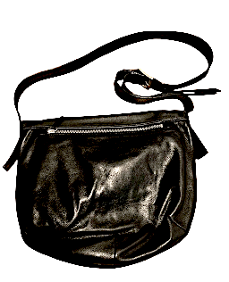 kawa-kawa Japan. Black Lambskin Leather Shoulderbag, Model: kuchigane (large kiss Lock)
