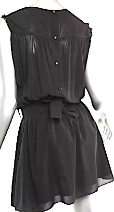 BALENCIAGA Paris. Black Belted Back-Button Dress