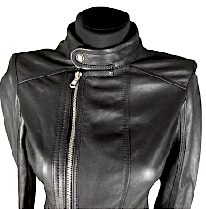 Diesel Glenn Martens. Black Gold Black Lambskin Leather Biker Jacket