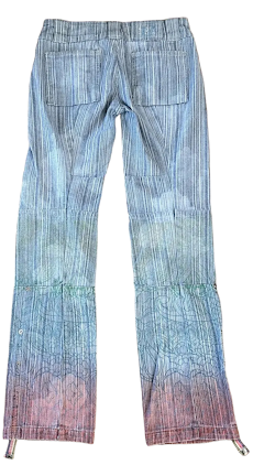 Marithe + Francois Girbaud Paris. Floral Drawn/Striped/Abstract Snap Tab Jeans