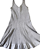 AZZEDINE ALAIA PARIS. Vintage NEW W/TAGS Light Silver Color Viscose Stretch Elastane Sleeveless Striped Knit Scoop Neck Zip Dress