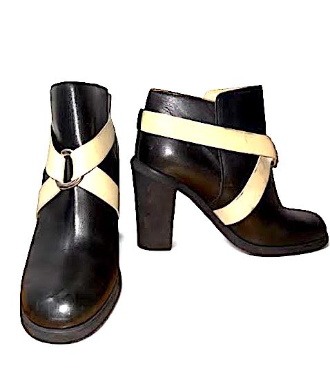 Maison Margiela MM6. Black Ankle Beige Bondage Heel Boots