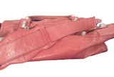 Balenciaga Paris. Pinkish/Coral Color Vintage Classic Motocross Distressed Leather City Bag