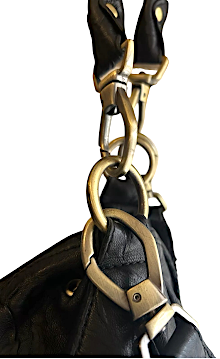 Chloe Paris. Black Distressed Lambskin Leather Chains Large Hobo Style Shoulderbag