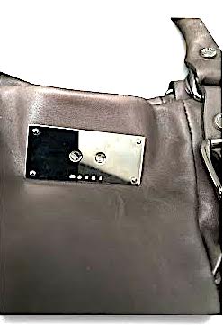 Marni ITALY. Mauve Brown Leather Shoulder Bag with Silverplated Hardware