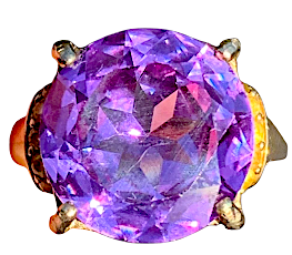 CHESTERFIELD'S UK. Vintage 9ct Gold Alexandrite Citrine Ring, 9K 375 Heavy 6.3G