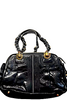 CHLOE PARIS. Black Enamled Leather Vintage Phoebe Philo Designed Goldplated Hardware Braided Handles Shoulderbag/Handbag