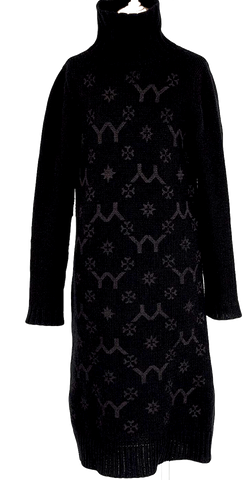 Yohji Yamamoto Japan. FEMME.  Neck Layered Black Knit Wool Sweater