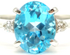 Chesterfields UK. Estate Blue Topaz/Diamonds Ring Set in Platinum (Marked PT900)