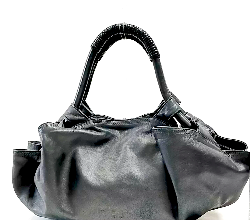 LOEWE MADRID.  Black Lambskin Leather Shoulderbag / Handbag