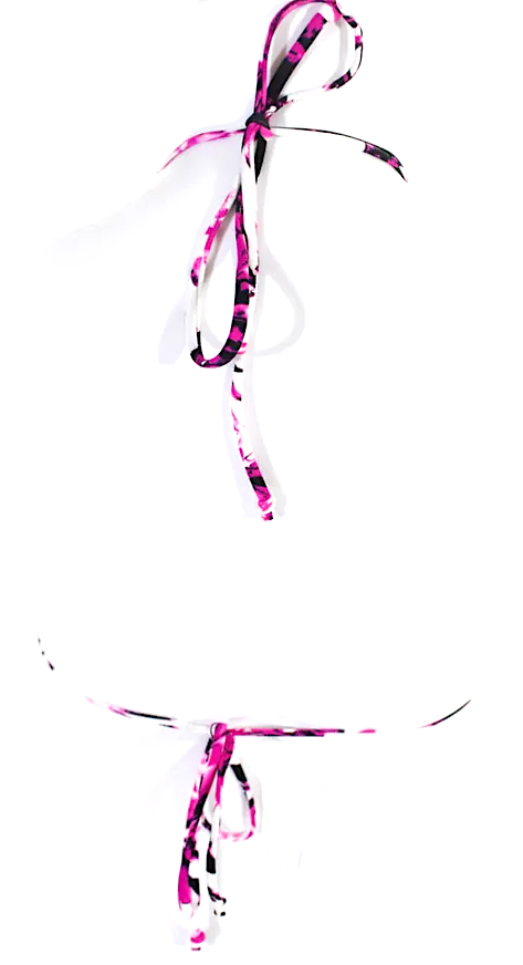 Jean Paul Gaultier Paris. White Floral Print V-Neck Tie Close Bikini Top Size S