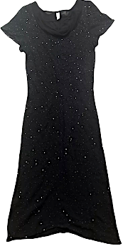 Handwritten London UK. Tanya Sarne. Vintage Black Viscose Dress w/Sequin Embellishments