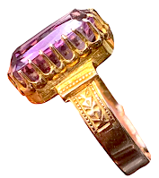 CHESTERFIELD'S LONDON. VICTORIAN 1860S-1870S 15CT GOLD Amethyst 7.5ct RING