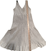 AZZEDINE ALAIA PARIS. Vintage NEW W/TAGS Light Silver Color Viscose Stretch Elastane Sleeveless Striped Knit Scoop Neck Zip Dress