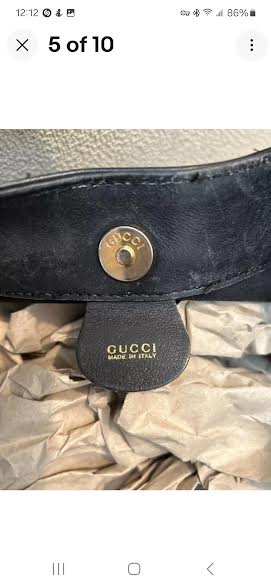 Gucci Italy. Natural Bamboo Handle Vintage Black Leather Handbag Shoulder Bag