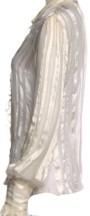 Blumarine Italy. By Anna Molinari. Neutrals Silk Ruffle Blouse