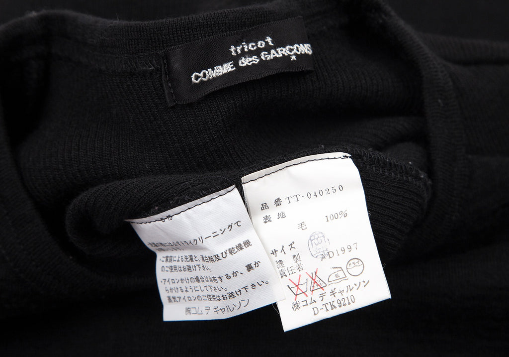 COMME des GARCONS JAPAN. TRICOT. Black Rib Switching Wool Knit