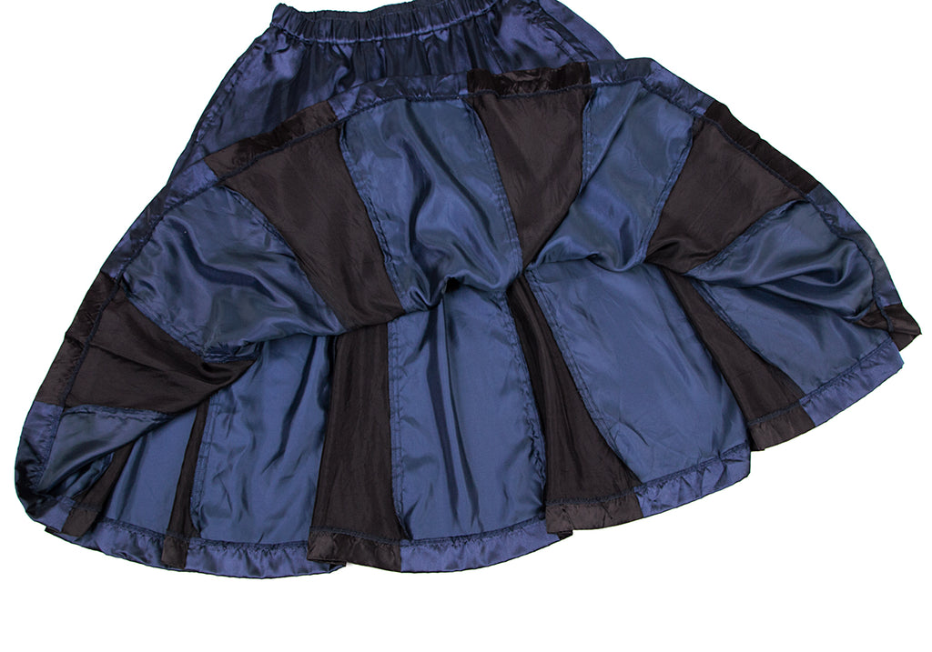 COMME des GARCONS COMME des GARCONS Japan. Navy/Black Satin Switching Flare Skirt
