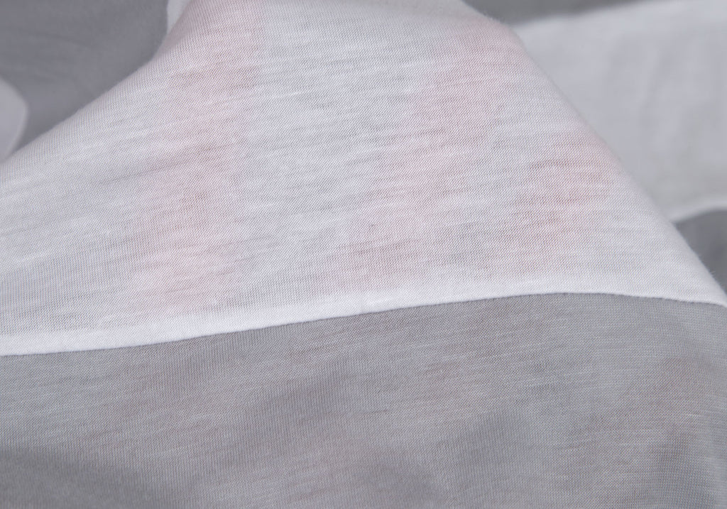 JIL SANDER. White, Grey Cotton/Rayon Switching Maxi Sleeveless Dress