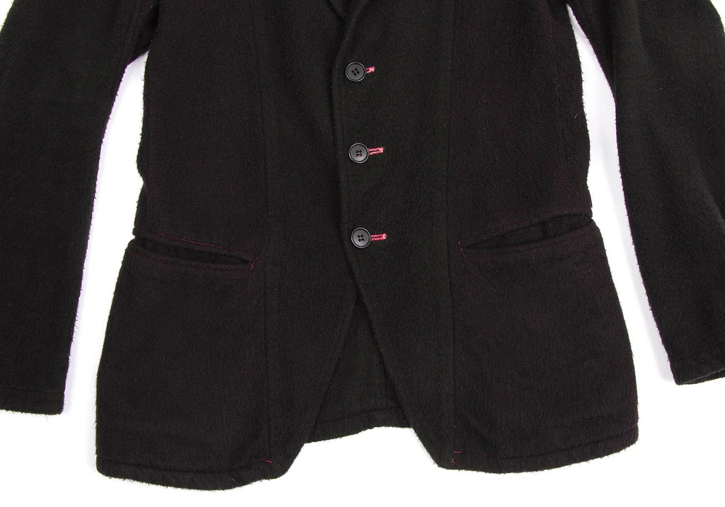 YOHJI YAMAMATO JAPAN. Y's Eggplant, Black Dyed Wool Pilling Jacket