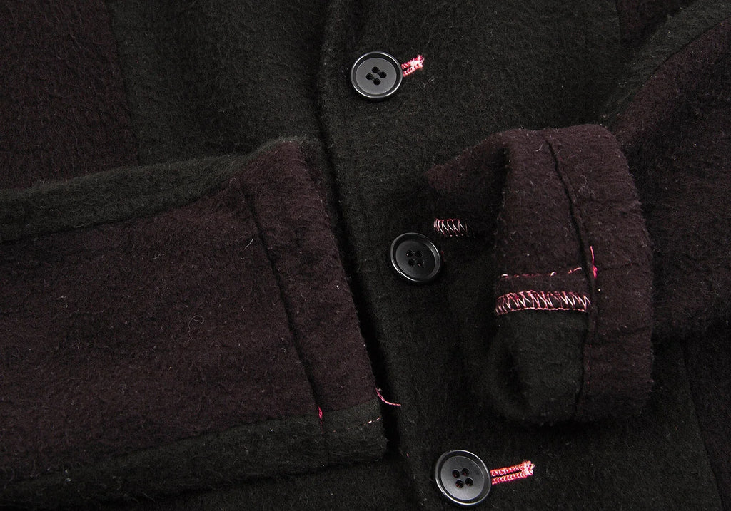 YOHJI YAMAMATO JAPAN. Y's Eggplant, Black Dyed Wool Pilling Jacket