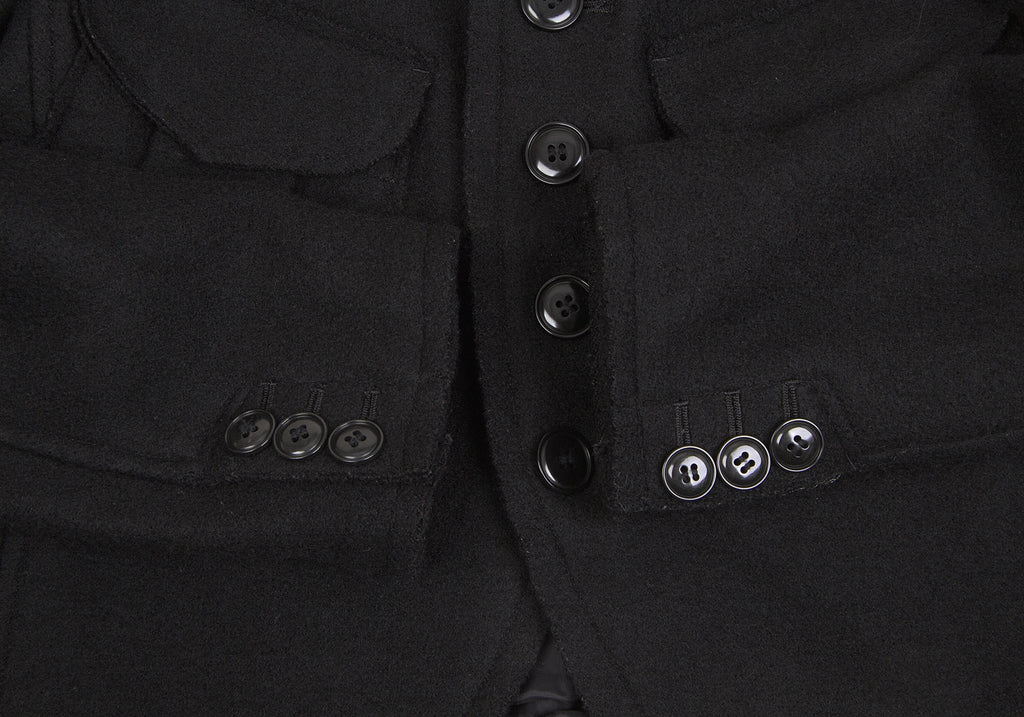 YOHJI YAMAMOTO JAPAN. Y's Black Wool Felt Buttons Jacket