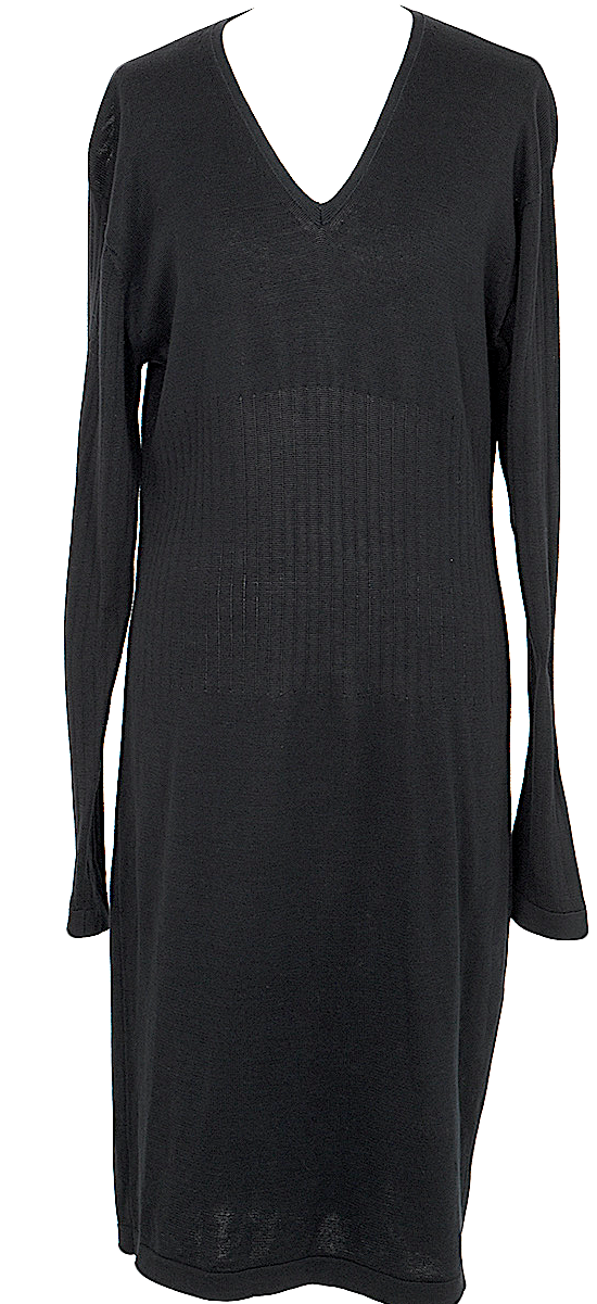 Yohji Yamamoto Japan. Y's Black V-neck Knit Dress | PILGRIM NEW YORK