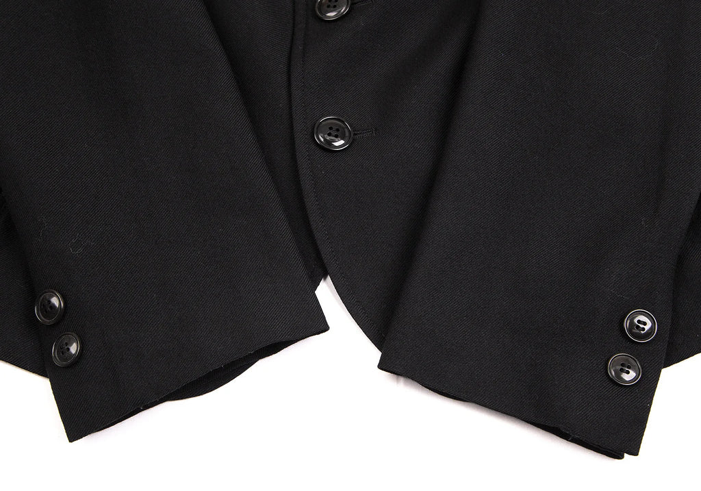 YOHJI YAMAMOTO JAPAN. Y's Wool Black Gaberdine Side Knit Jacket
