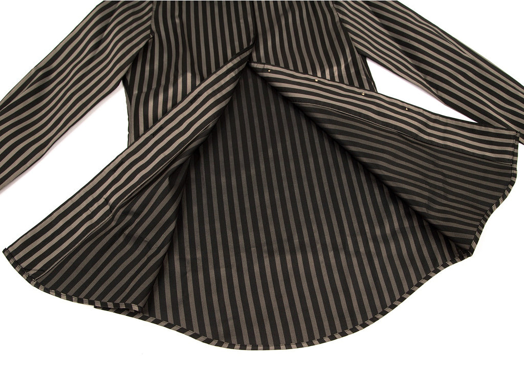 Jean-Paul GAULTIER Paris. CLASSIQUE Black, Beige Stripes Tie Collar Blouson