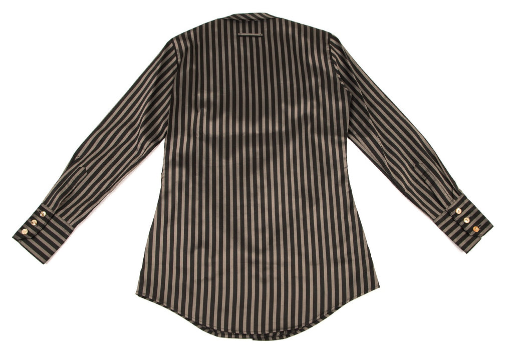 Jean-Paul GAULTIER Paris. CLASSIQUE Black, Beige Stripes Tie Collar Blouson