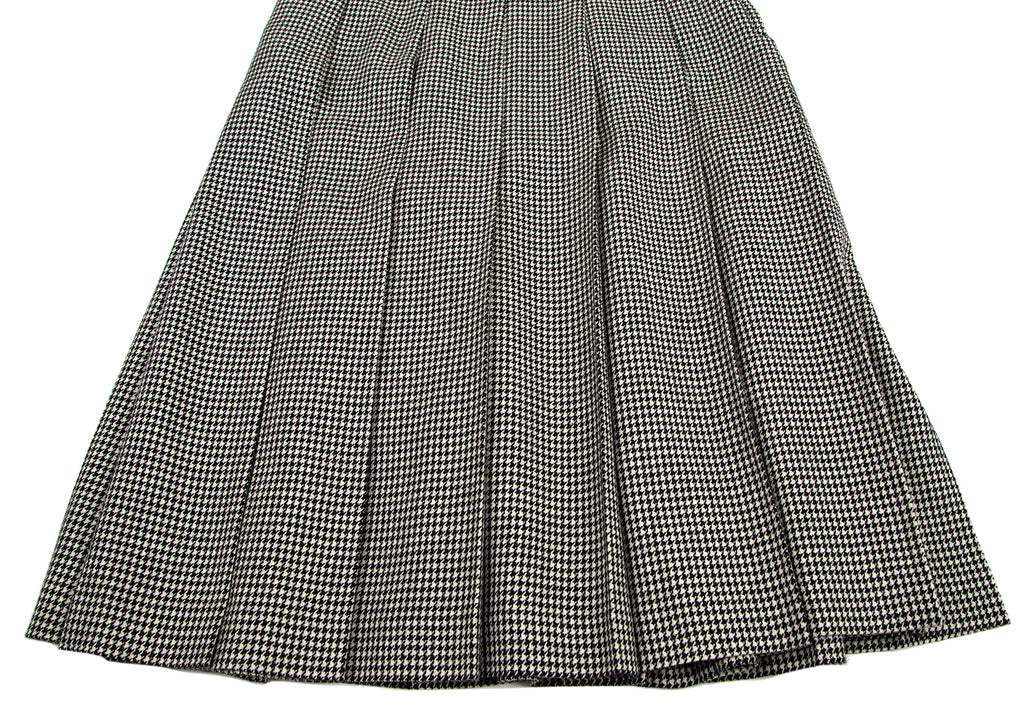 Comme des Garcons Japan. White,Black Houndstooth Wool Pleats Skirt