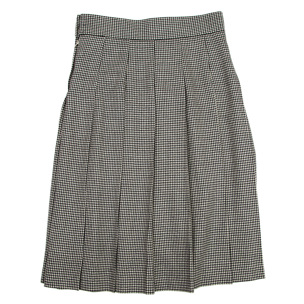Comme des Garcons Japan. White,Black Houndstooth Wool Pleats Skirt