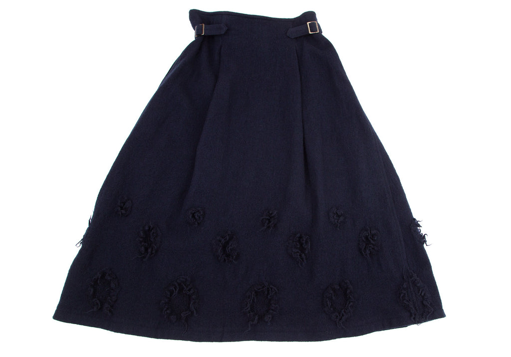 YOHJI YAMAMOTO JAPAN. Y's Navy Cosage Design Belted Wool Skirt