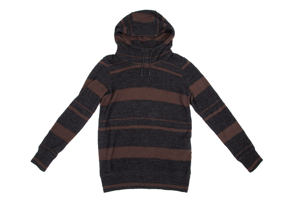 COMME DES GARCONS JAPAN. JUNYA WATANABE Charcoal, Brown Striped Knit Hoodie