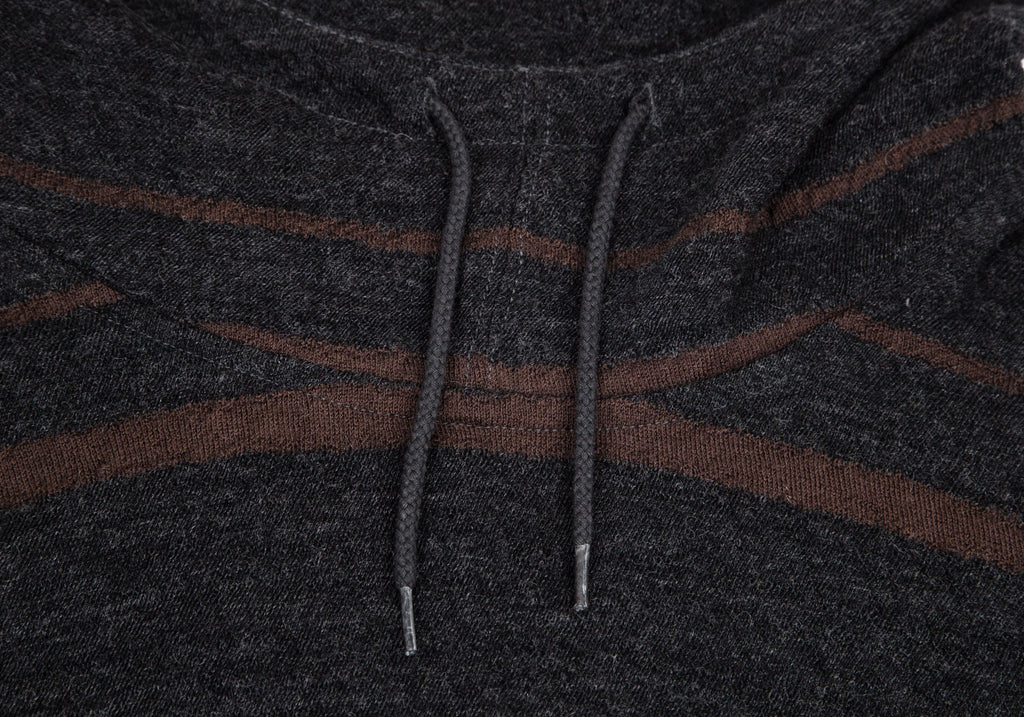 COMME DES GARCONS JAPAN. JUNYA WATANABE Charcoal, Brown Striped Knit Hoodie