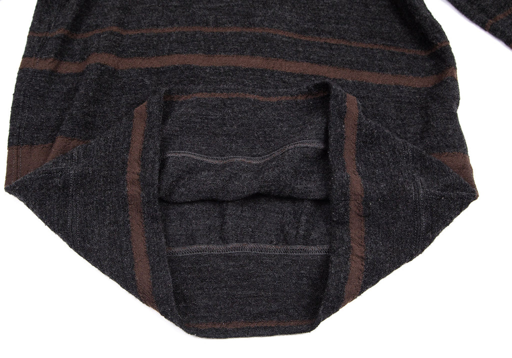 COMME DES GARCONS JAPAN. JUNYA WATANABE Charcoal, Brown Striped Knit Hoodie