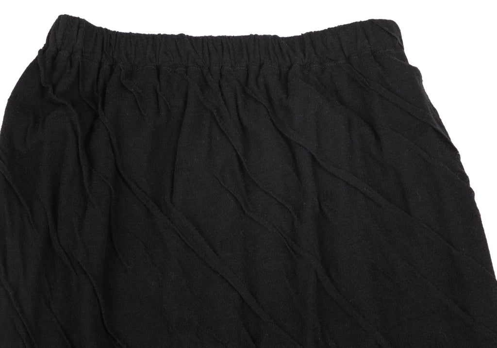 JURGEN LEHL Black Wool Rayon Bias Wrinkled Skirt