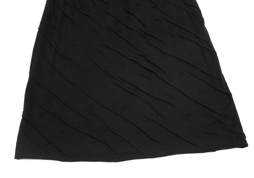 JURGEN LEHL Black Wool Rayon Bias Wrinkled Skirt