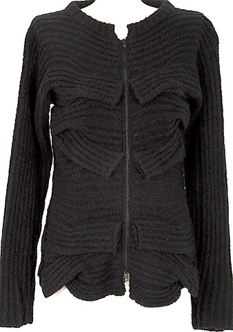 DONNA KARAN NY. DKNY. DKNY Black Wool Shearling Long Sleeve Double Breasted Jacket