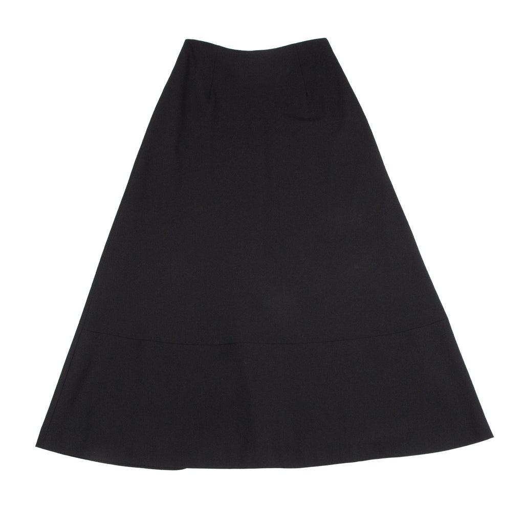 COMME des GARCONS JAPAN. Black Wool Long Switching Flare Skirt