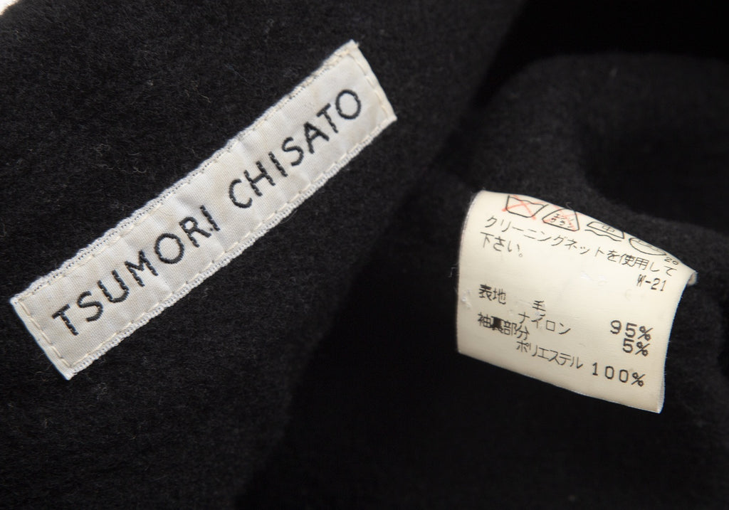 TSUMORI CHISATO JAPAN. Black Wool Blend Double Breasted Coat