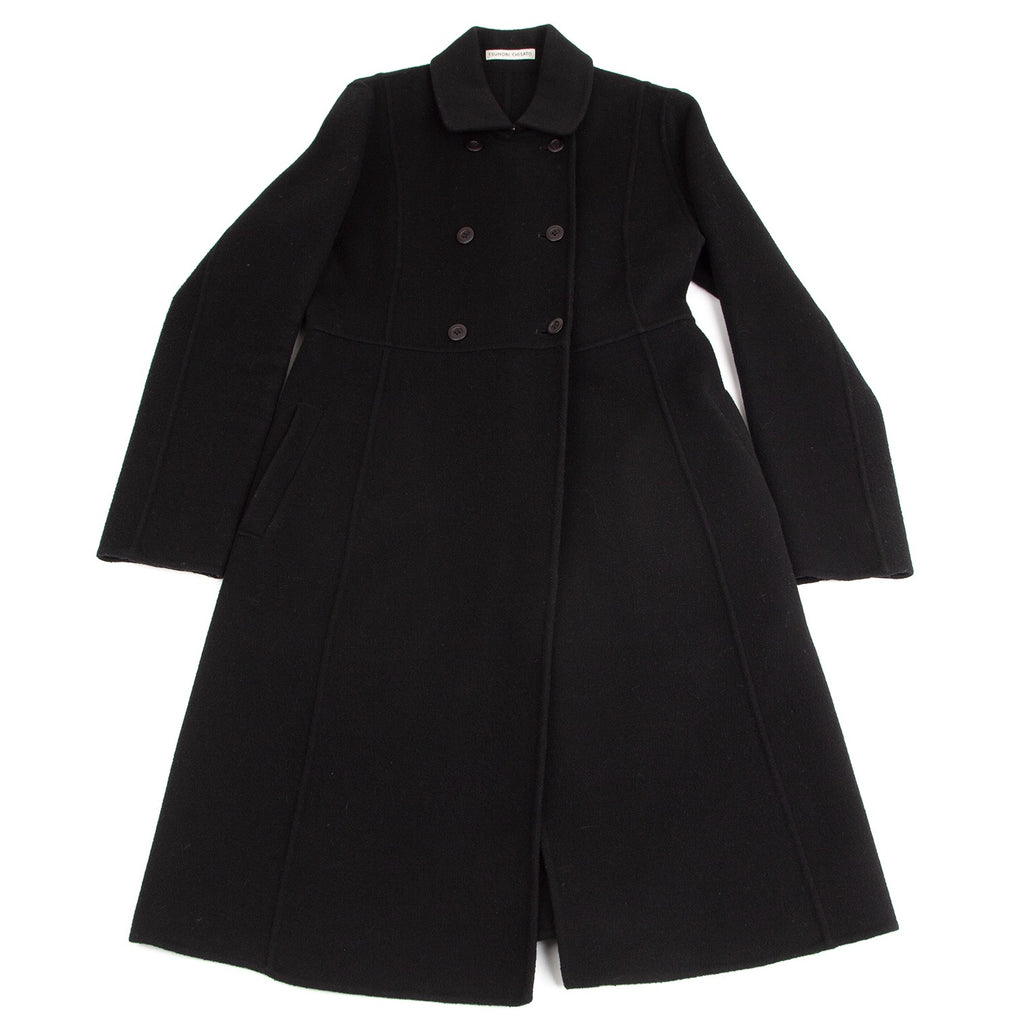 TSUMORI CHISATO JAPAN. Black Wool Blend Double Breasted Coat