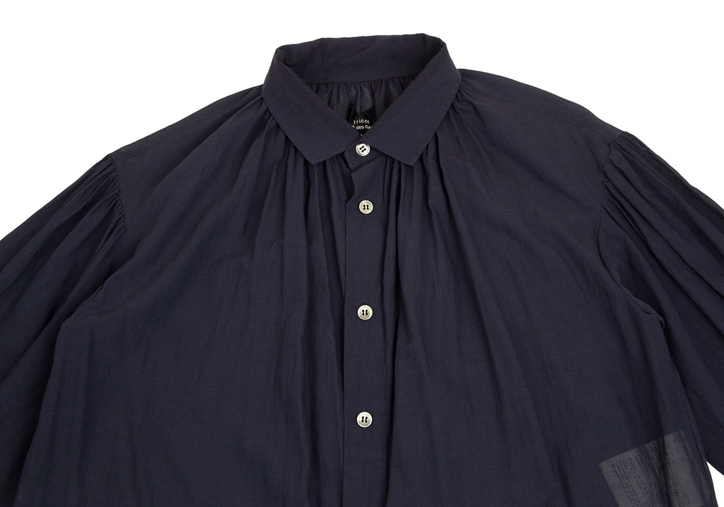 COMME des GARCONS Japan. TRICOT. Navy Semi-Sheer Long Sleeve Shirt / Blouson