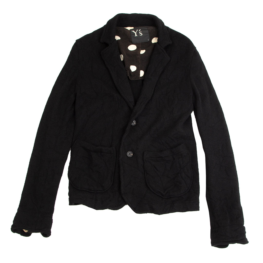 YOHJI YAMAMOTO JAPAN. Y's Black Wool Nylon 2B Knit Jacket