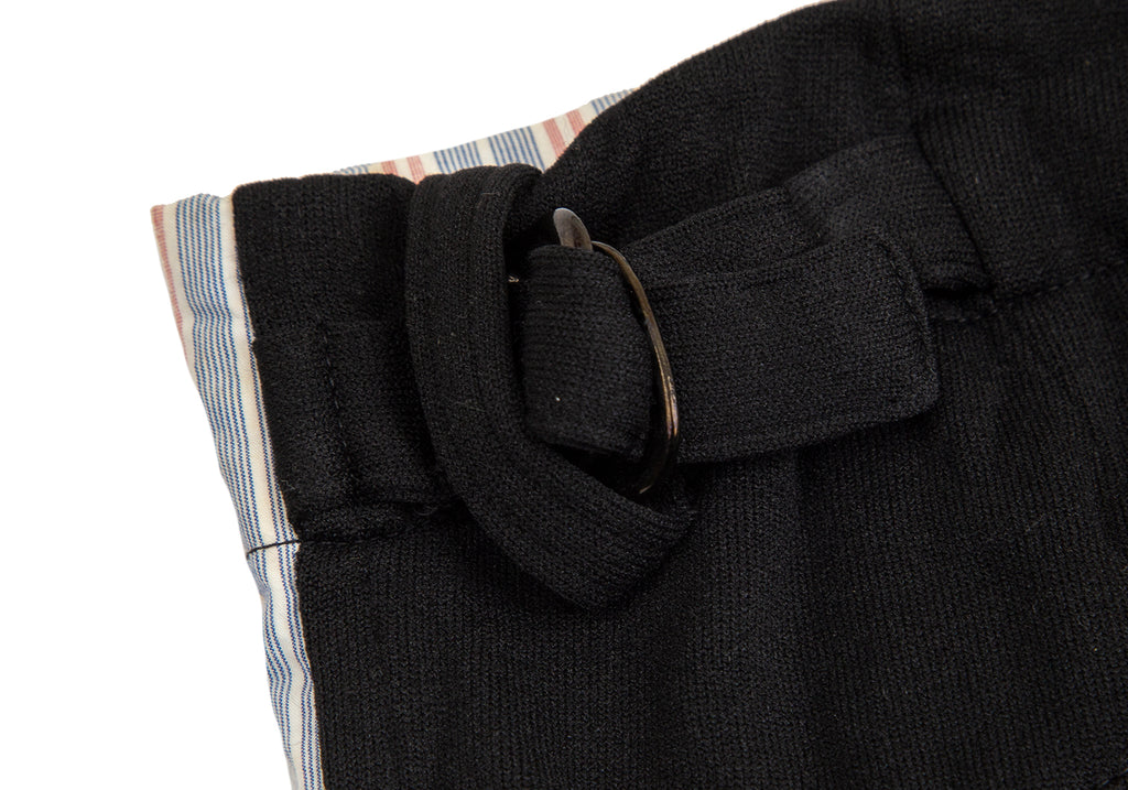 YOHJI YAMAMOTO JAPAN. Y's Striped Pocket Black Wrinkle Half Pants