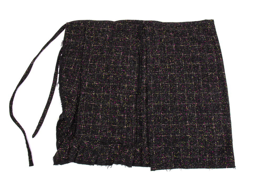 COMME des GARCONS JAPAN. robe de chambre. Black, Multi-Color Tweed Wrap Skirt