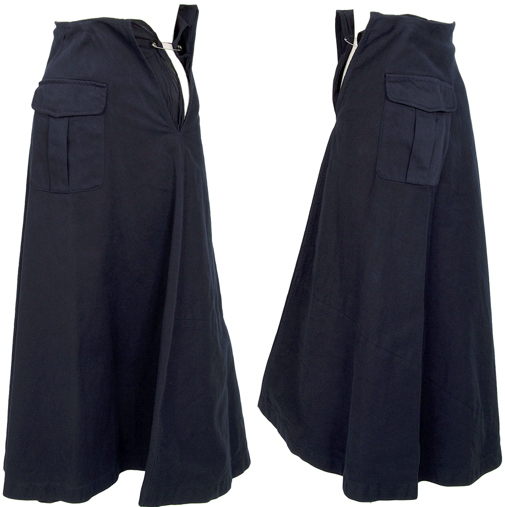 Comme des Garcons Japan.  Dyed Navy Cotton Layer Switching Cover Skirt